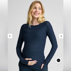 Beyond Yoga Navy Long Sleeve Maternity Tee